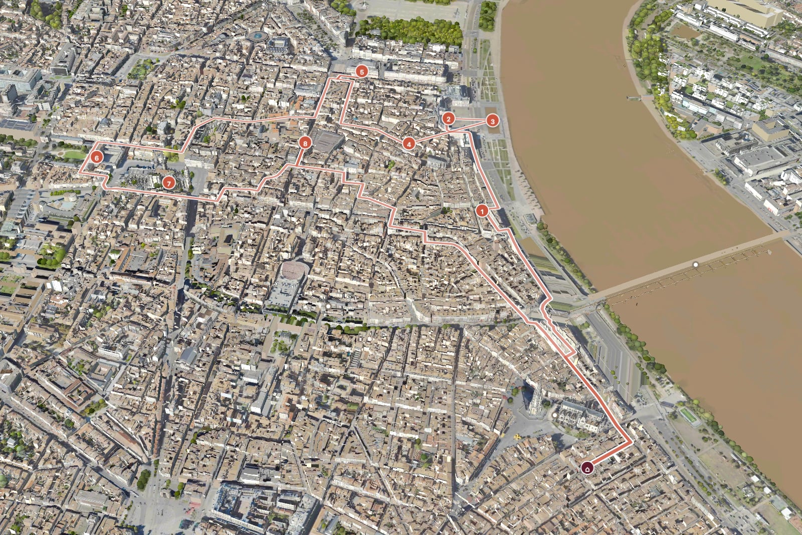 Map of the "Walking tour of Bordeaux's historic heart: 2.5 hours, 5 km" walk in Bordeaux