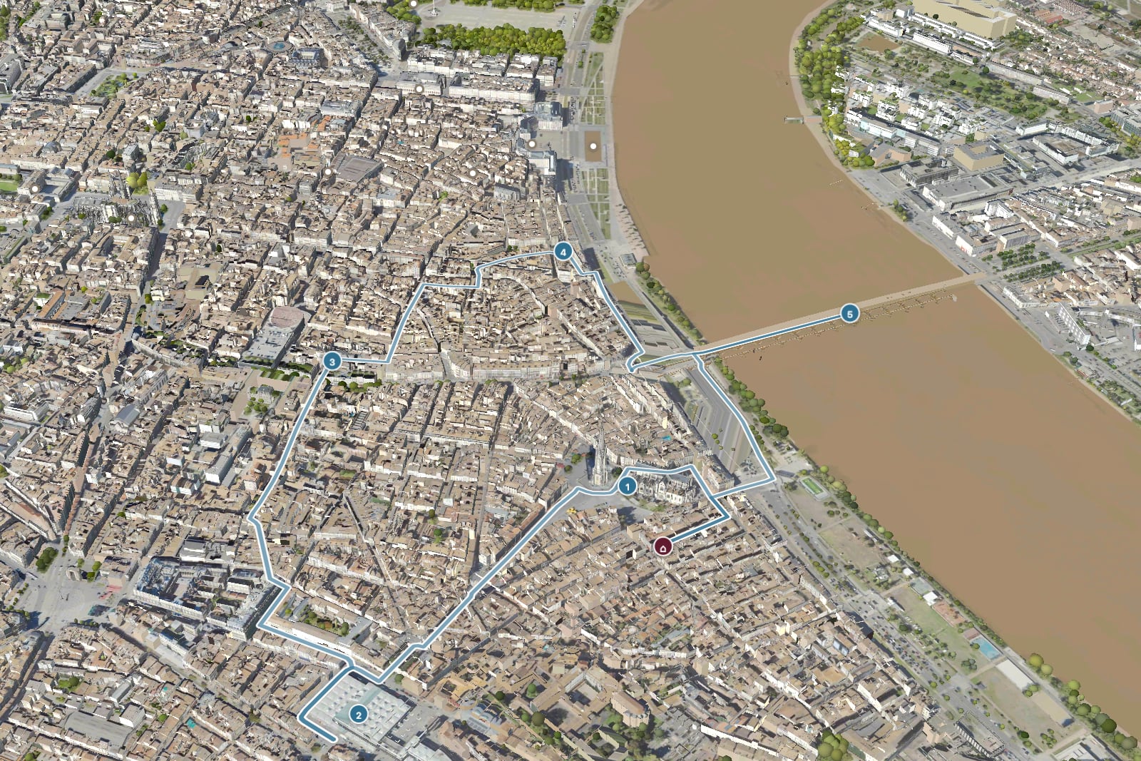 Map of the "Walking tour of Saint-Michel and the quays of Bordeaux: 1h45, 3.7 km" walk in Bordeaux